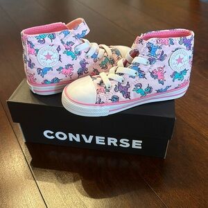 New - never worn Converse Pink Unicorn Hightops size 10 toddler